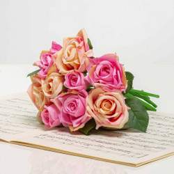 Královská, hedvábná umělá kytička luxusních růží TEREZIE