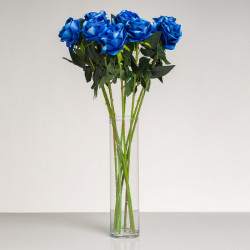 Dlhá zamatová ruža TINA XL priemer 10cm L 75cm v modrej farbe. Cena je uvedená za 1 kus.