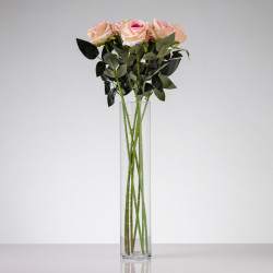 Dlhá zamatová ruža TINA v bieloružovej farbe. Cena je uvedená za 1 kus.