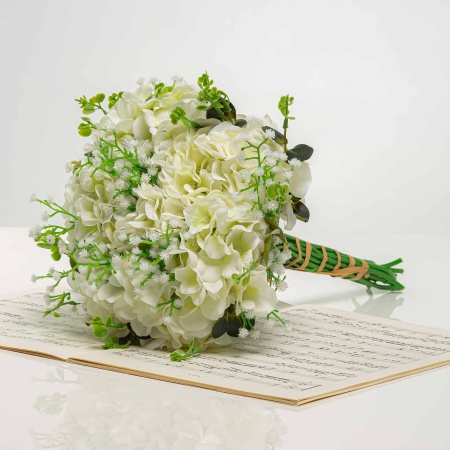 Kytička z hortenzií LÍVIA bielo-zelená
