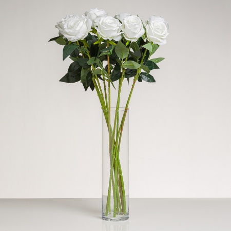 Dlhá zamatová ruža TINA XL priemer 10 cm L 75 cm v bielej farbe. Cena je uvedená za 1 kus.