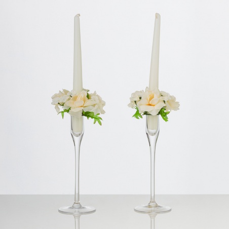 Dekoračný venček na sviečku z ruží THÁLIA šampanská. Cena je uvedená za 1 kus.