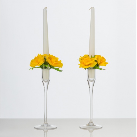 Dekoračný venček na sviečku z ruží THÁLIA žltá. Cena je uvedená za 2 kusy.