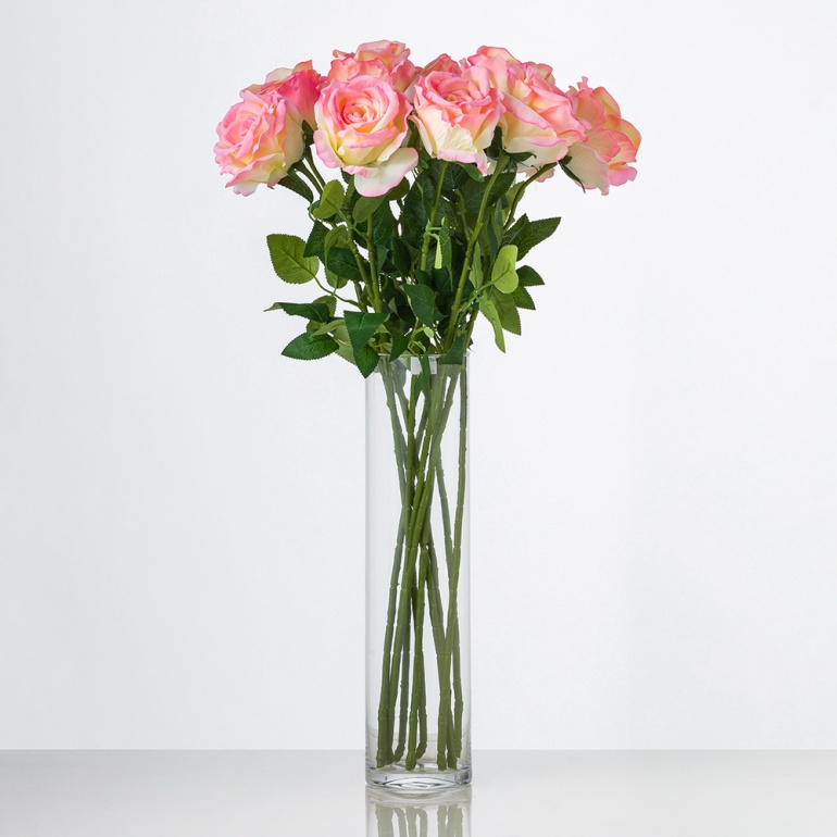 Dlhá zamatová ruža TINA v krémovoružovej farbe. Cena je uvedená za 1 kus.