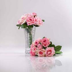 Hedvábná umělá kytička z růží TEREZIE bílo-růžová